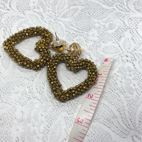 Baublebar Amissa Open Heart Dangle Drop Earrings Statement Size Style Beaded - Picture 5 of 5